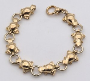 Jewellery - Bracelet in yellow gold frog pattern. Signed POME...