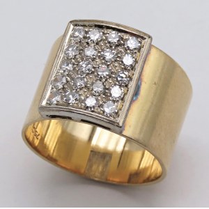 Jewellery - Anello in oro giallo e bianco a fascia con diamant...