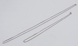 Jewellery - No.2 white gold chains cm. 60 + 40 approx. gr. ...