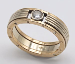 Jewellery - Yellow and white gold ring with brilliant centered...