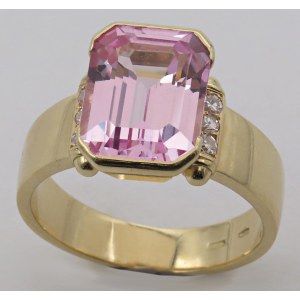 Jewellery - Anello in oro giallo ,piccoli diamanti 8/8 e corin...