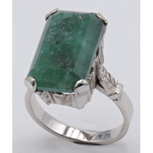 Jewellery - Anello oro bianco e pietra verde misura 12. gr.6,5...