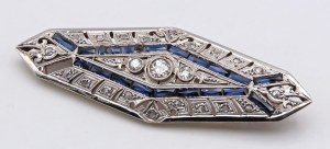 Jewellery - Late 1800s yellow gold and silver lozenge brooch co...