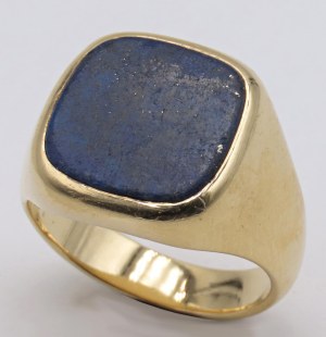 Jewellery - Men's yellow gold ring with lapis size 20. gr....