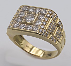 Jewellery - Yellow gold ring with central brilliant ct. 0,...