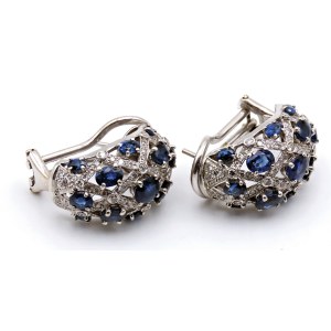 Jewellery - Paio orecchini in oro bianco con zaffiri ct. 5 cir...