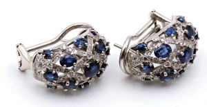 Jewellery - Pair of white gold earrings with sapphires ct. 5 cir...
