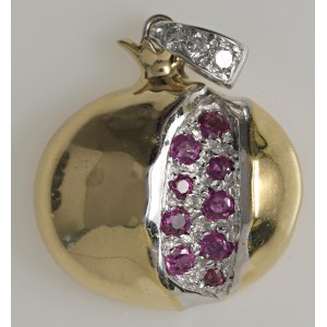 Jewellery - Ciondolo in oro giallo con rubini e brillanti. gr....
