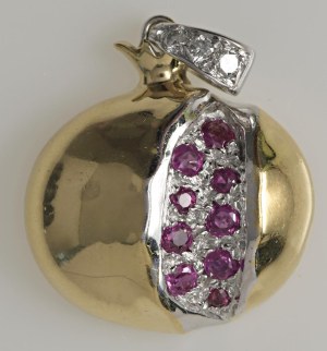 Jewellery - Yellow gold pendant with rubies and diamonds. gr....
