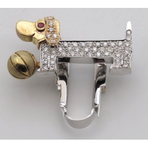 Jewellery - Spilla in oro giallo e bianco a forma di bassotto ...