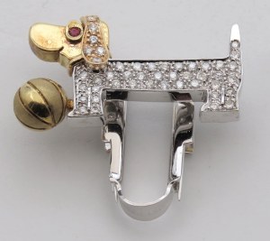 Jewellery - Yellow and white gold brooch in the shape of a dachshund ...