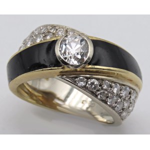 Jewellery - Anello in oro giallo e bianco a fascia con diamant...