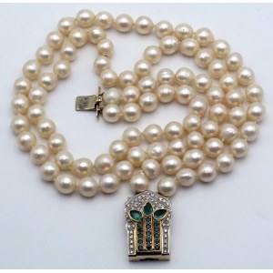 Jewellery - Collana formata da due fili di perle coltivate e c...