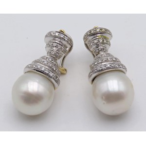Jewellery - Paio orecchini in oro giallo e bianco con piccoli ...