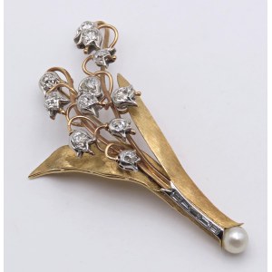 Jewellery - Spilla in oro giallo e bianco con diamanti taglio ...