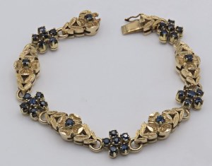 Jewellery - Yellow gold and sapphire bracelet with f...