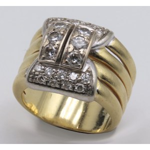 Jewellery - Anello in oro bianco e giallo a fascia con brillan...