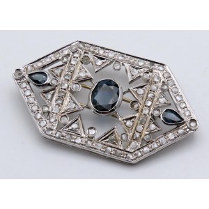 Jewellery - Spilla in oro bianco con diamanti taglio misto e z...