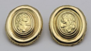 Jewellery - Pair of yellow gold stamped earrings. gr.9.55...