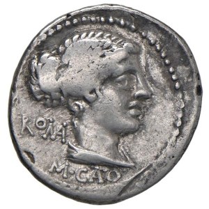 Roman coins Republic - Porcia - M. Cato - Denario (110-109 a.C.) Testa de...