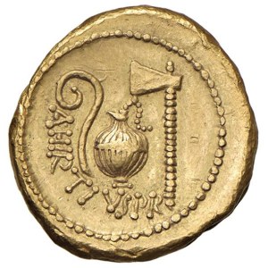 Roman coins Republic - Cesare († 44 a.C.) Aureo (46 a.C.) Busto velato a ...