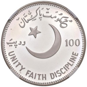 Foreign coins - PAKISTAN 100 Rupie 1976 - KM 41 AG 100° anniversar...