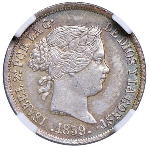 Foreign coins - SPAIN Isabella II (1833-1868) 2 Reales 1859 Mothers...