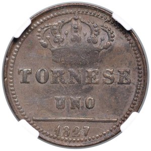 Italian coins - NAPLES Francis I (1825-1830) Tornese 1827 carat...