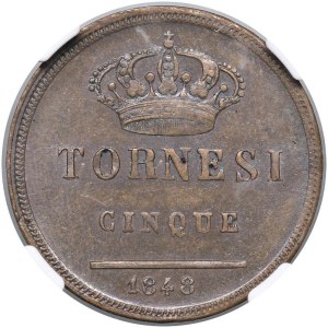 Italian coins - NAPLES Ferdinand II (1830-1859) 5 Tornesi 1848 - ...