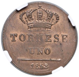 Italian coins - NAPLES Ferdinand II (1830-1859) Tornese 1858, sot...
