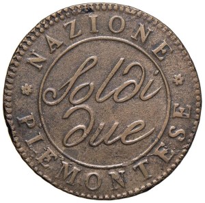 Italian coins - TORINO Piedmontese Republic (1798-1799) 2 Soldi A...