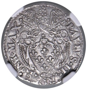 Papal coins - Paul III (1534-1549) Grosso - Munt. 65 AG In slab...