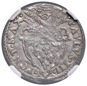 Papal coins - Paul III (1534-1549) Grosso - Munt. 65 AG In slab...