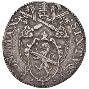 Papal coins - Sisto V (1585-1590) Testone 1588 - Munt. 47 AG (g ...