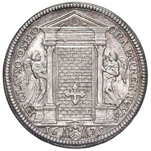 Papal coins - Clemente X (1670-1676) Testone 1675 Giubileo, Port...