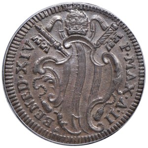 Papal coins - Benedetto XIV (1740-1758) Baiocco 1742 A. II - Mun...