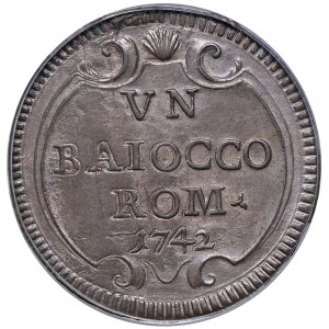 Papal coins - Benedetto XIV (1740-1758) Baiocco 1742 A. II - Mun...