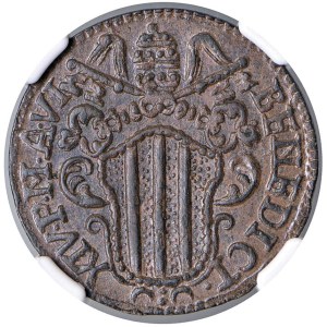 Papal coins - Benedict XIV (1740-1758) Ferrara - Mezzo Baiocco ...