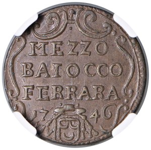 Papal coins - Benedict XIV (1740-1758) Ferrara - Mezzo Baiocco ...