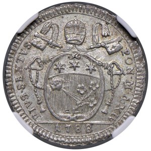 Papal coins - Pio VI (1775-1779) Quinto di scudo 1788 A. XIV - M...