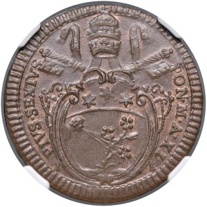 Papal coins - Pius VI (1775-1799) Baiocco A. XI - Munt. 128 CU In.