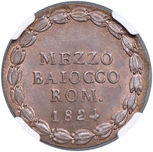 Papal coins - Leo XII (1823-1829) Bologna - Mezzo baiocco 1824...