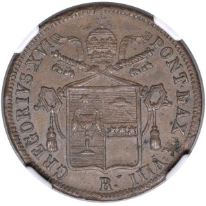 Papal coins - Gregorio XVI (1831-1846) Baiocco 1838/7 A. VIII - ...