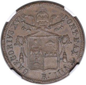 Papal coins - Gregory XVI (1831-1846) Baiocco 1838/7 A. VIII - ...