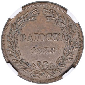 Papal coins - Gregory XVI (1831-1846) Baiocco 1838/7 A. VIII - ...