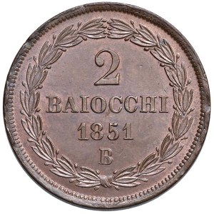 Papal coins - Pio IX (1846-1870) Bologna - 2 Baiocchi 1851 A. V ...