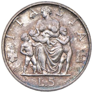 Savoy Coins - Vittorio Emanuele III (1900-1946) 5 Lire 1938 - No...