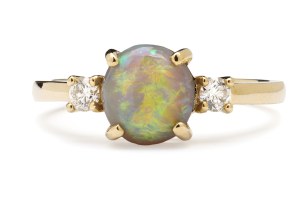 Ring with Australian opal and diamonds, early 21st century.