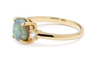 Ring with Australian opal and diamonds, early 21st century.