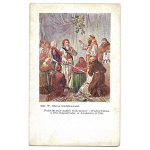 [KOŚCIUSZKO Tadeusz]. Poświęcenie szabli Kościuszce i Wodzickiemu u OO. Kapucynów w Krakowie (1794). Mal....